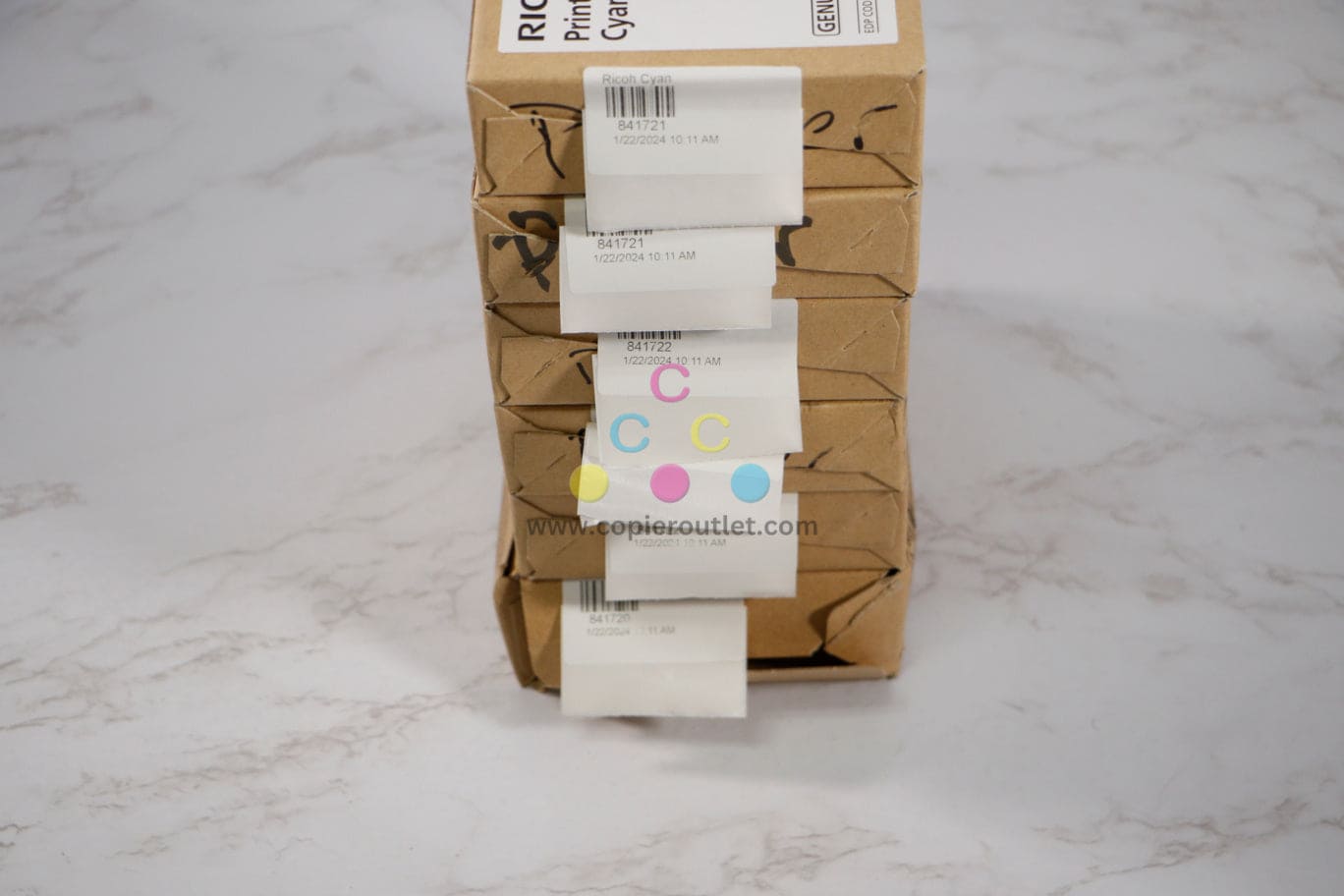 6 OEM Ricoh MPCW2200, CW2201SP CCMMMK Print Cartridges 841720, 841721, 841722