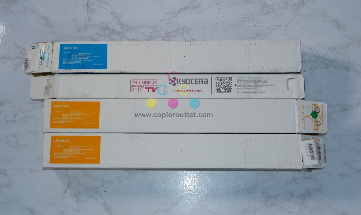 4 Open Genuine Kyocera TASKalfa 2552ci, 2553ci TK-8347 CMYY Toner Cartridges