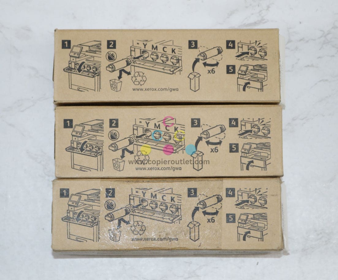 3 OEM Xerox Phaser 6510, 6515 Magenta & Yellow Metered Toners 106R03490, 106R03491