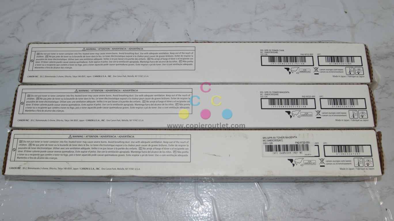 3 Cosmetic OEM Canon iR-ADV C5535,C5540,C5550,C5560 GPR-55 C,M,M Toners