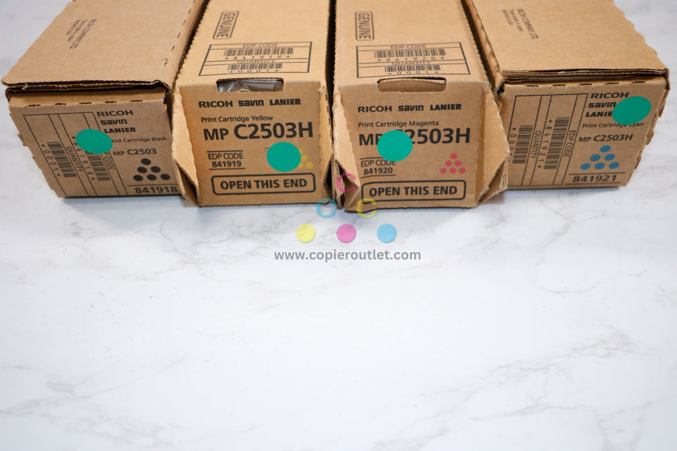 New OEM Ricoh MP C2503H,C2003,C2004,C2503,C2504 CMYK Toner Set 841918,19,20,21