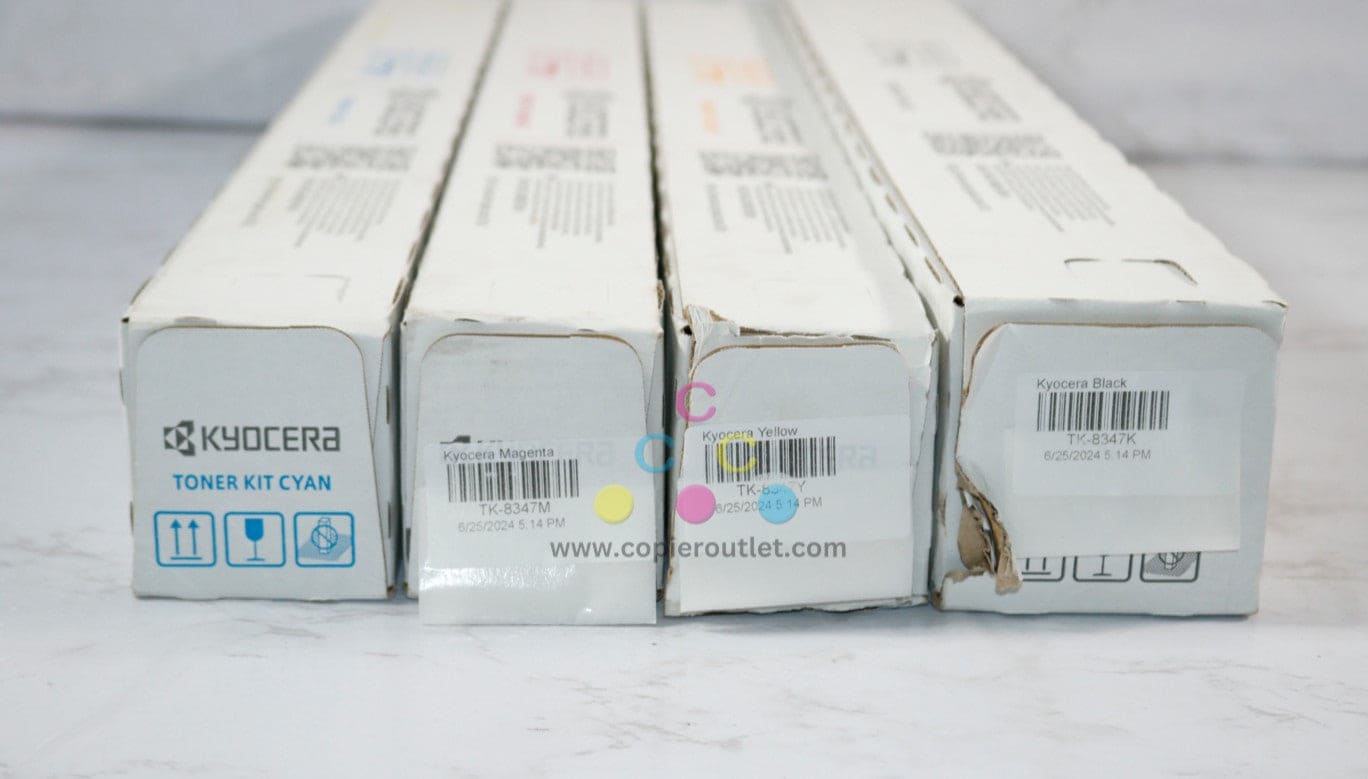 4 OEM Kyocera TASKalfa 2552ci, 2553ci TK-8347 CMYK Toners (Open Box Yellow)