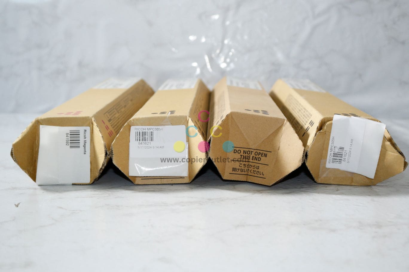 4 New OEM Ricoh MP C305 & C305H Magenta and Black Toners 841592, 841621