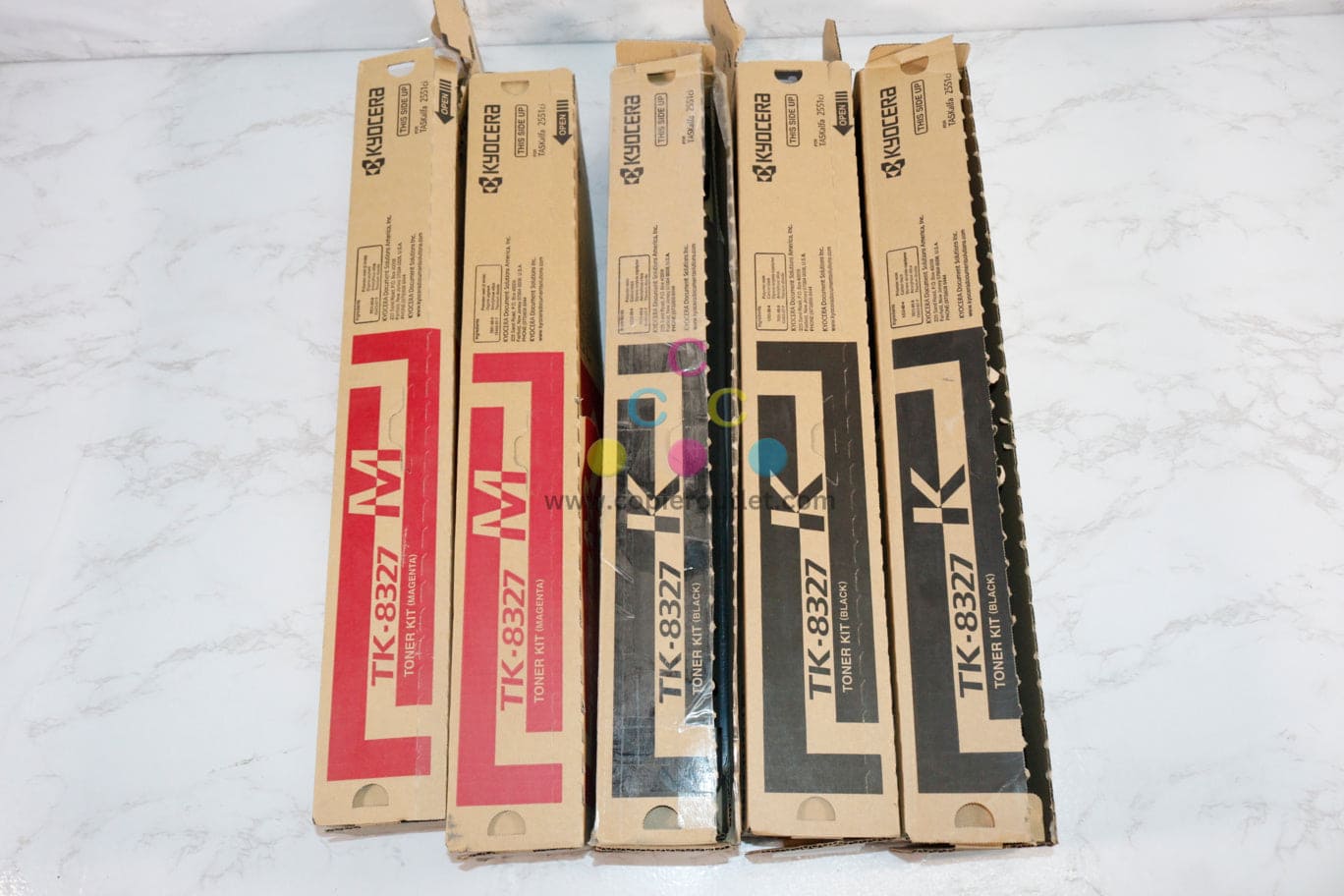 Open OEM Kyocera TASKalfa 2551ci TK-8327M Magenta(x2), TK-8327K Black(x3) Toners