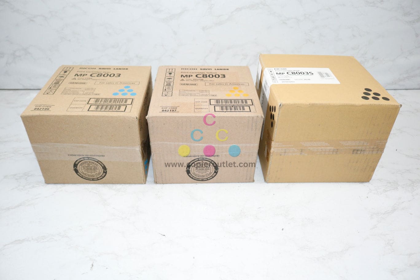 3 New OEM Ricoh IM C8003, C8003S CYK Toner Cartridge 842199, 842197, 842188