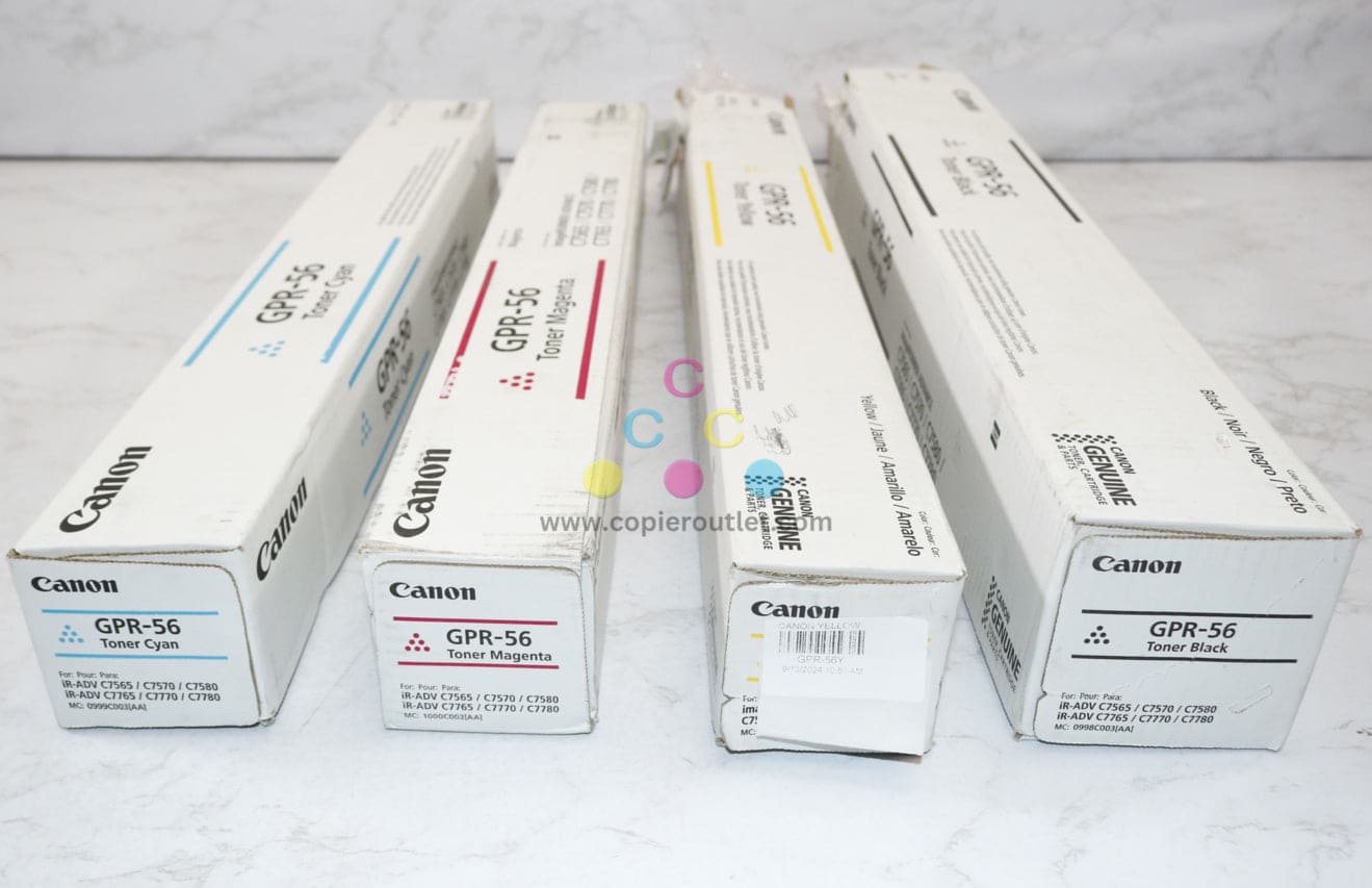 4 OEM Canon iR ADVANCE C7565i,C7570i,C7580i GPR-56 CMYK Toners (Open Cyan & Mag)