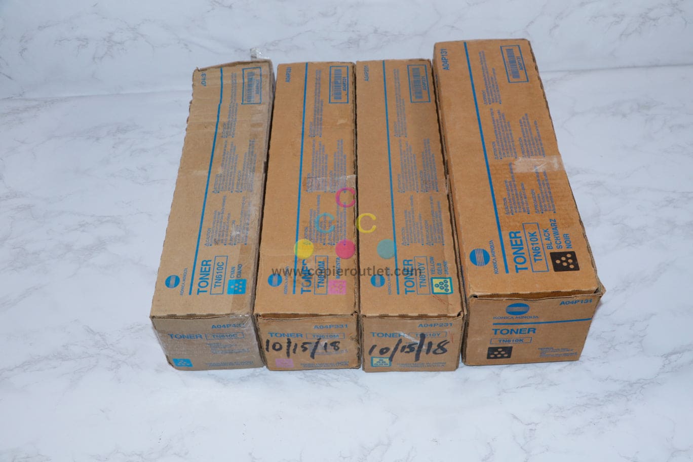 Genuine Lot Of 4 Konica TN610 C,M,Y,K for BH Pro C5500, C6500, C6500E, C6500EP, C6500P