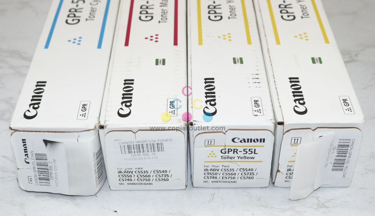 4 New OEM Canon iR-ADV C5535,C5540,C5550,C5560 CMYY Toners GPR-55L