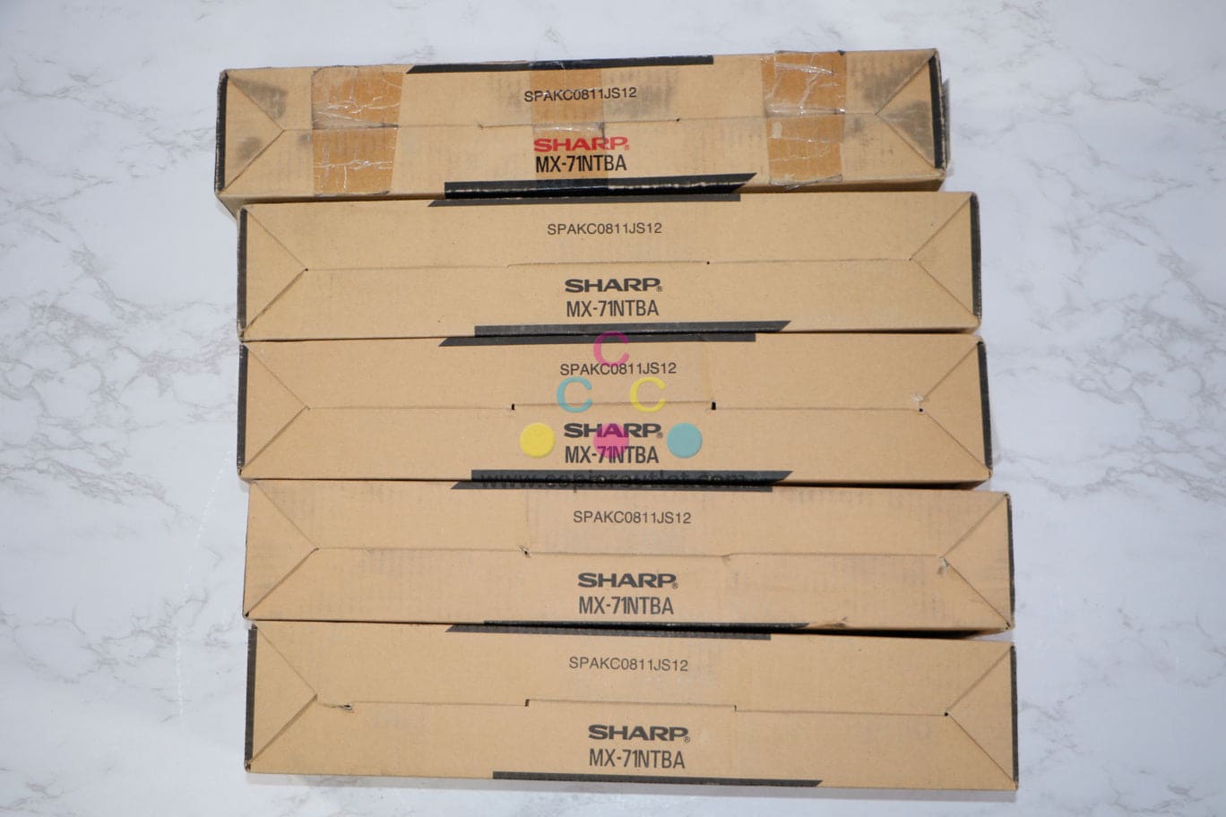 5 New Genuine Sharp MX-5500N, MX-6201N, MX-7001N MX-71NTBA Black Toners