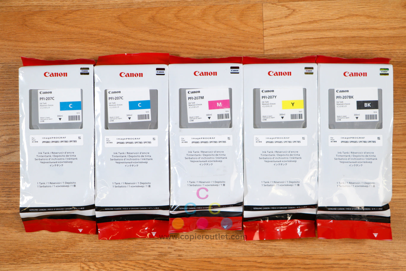 Genuine Canon PFI-207 CCMYK Inkjet Cartridges iPF680 iPF685 iPF780 iPF785 MFPM40