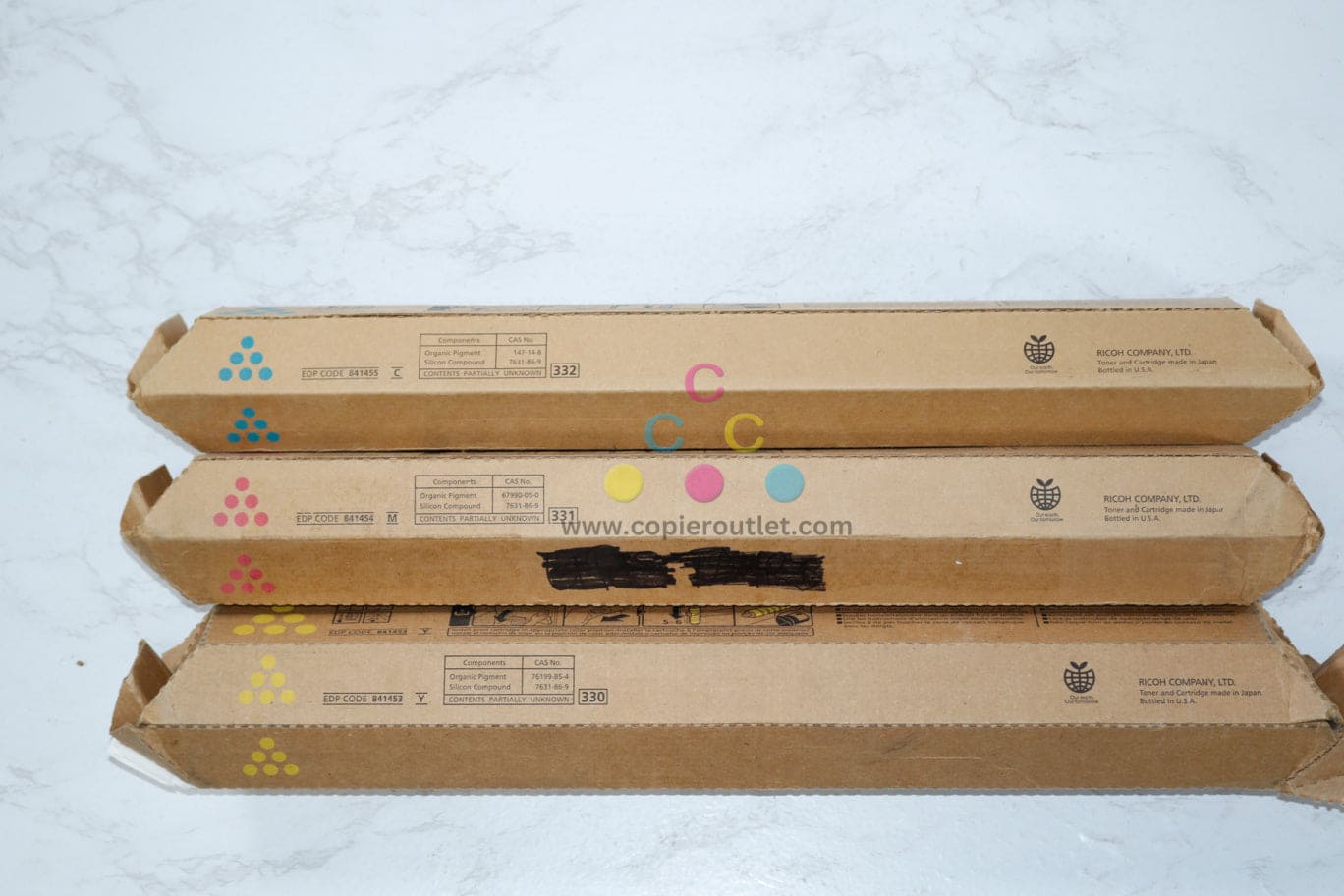 Cosmetic OEM Ricoh MP C5000,C5501,C9155,LD655C CMY Toners 841453,841454,841455