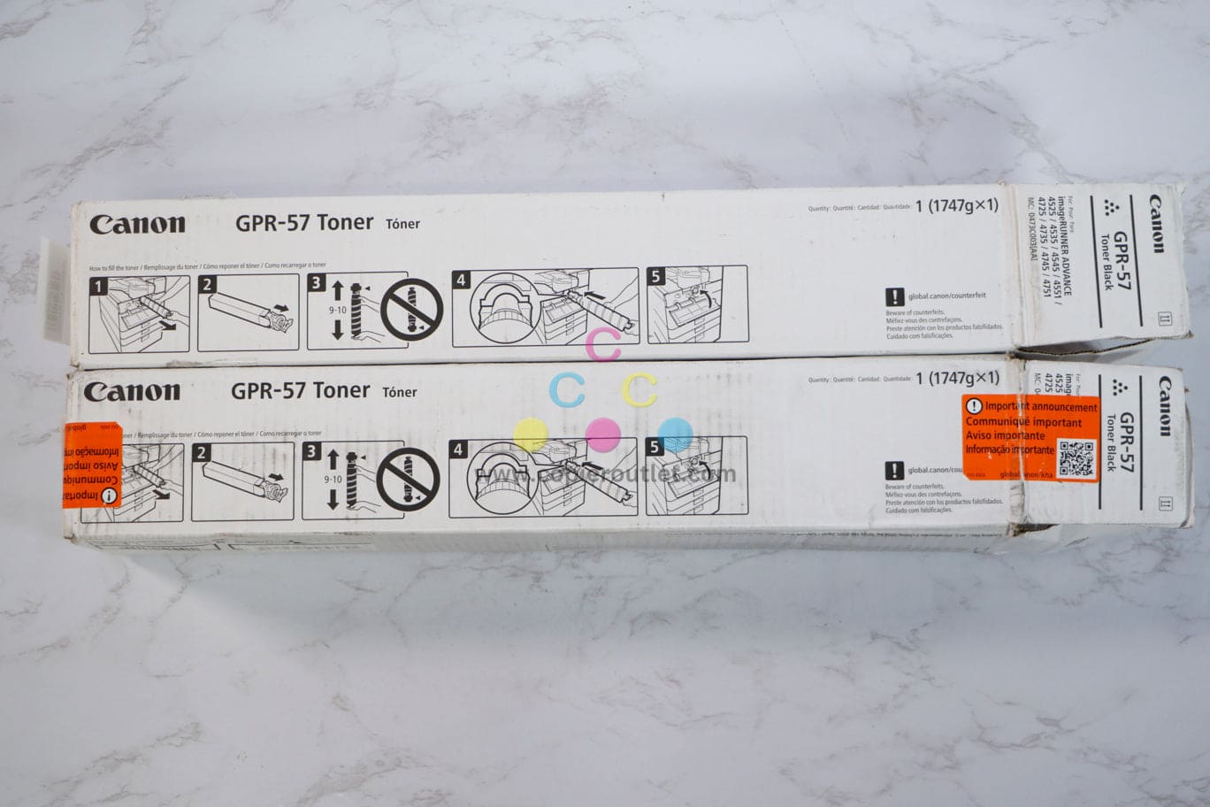 2 New Open OEM Canon imageRUNNER 4525i III,4535i,4545i Black Toners GPR-57K