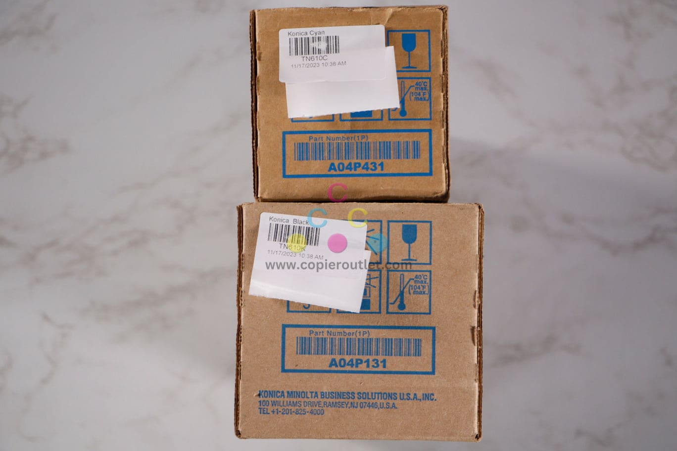 2 OEM Konica Minolta BH Pro C5500, Pro C6500P Cyan & Black Toners TN610C, TN610K
