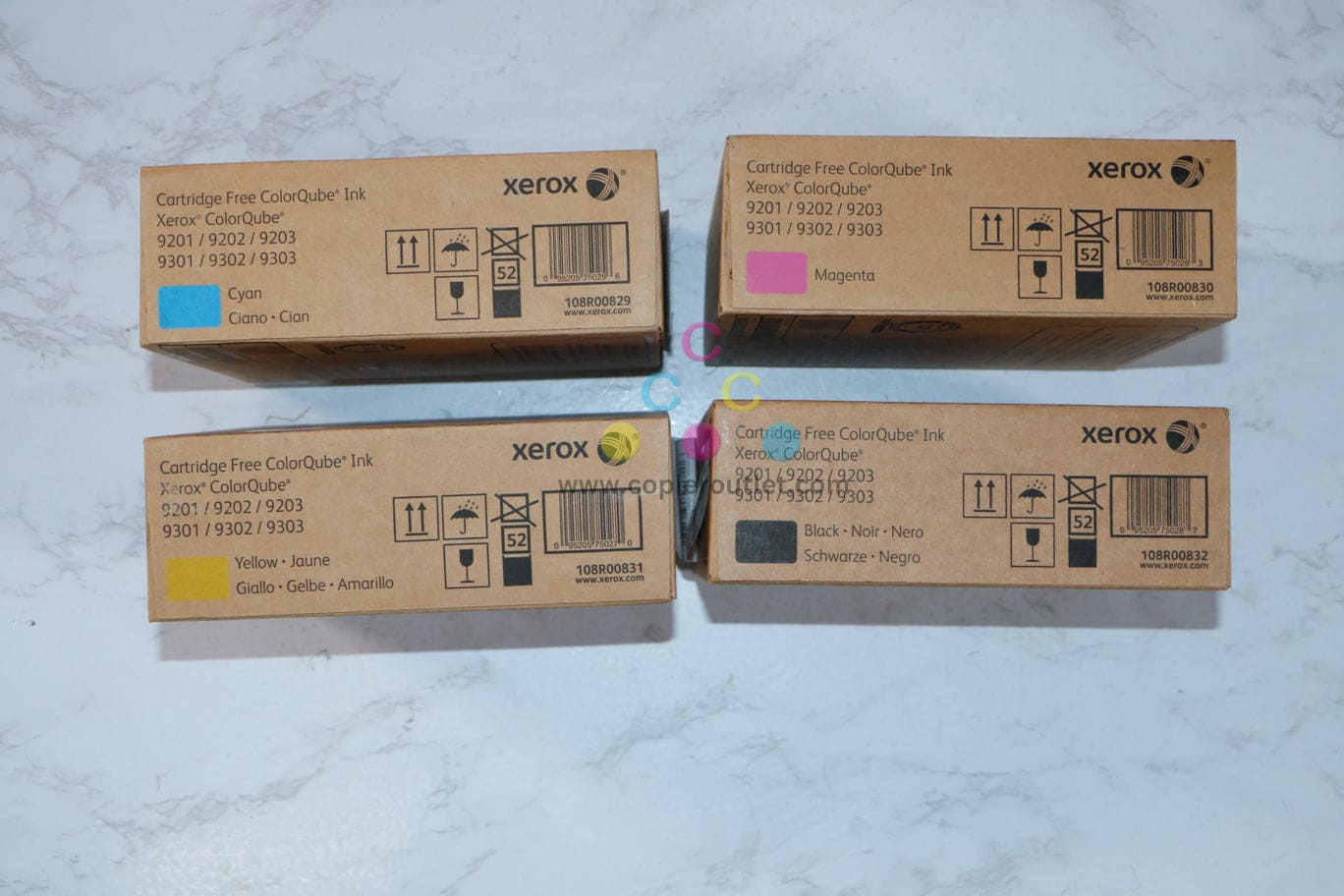 Open OEM Xerox ColorQube 9201,9202,9203 CMYK Inks 108R00829,30,31,32 (9 Cubes)