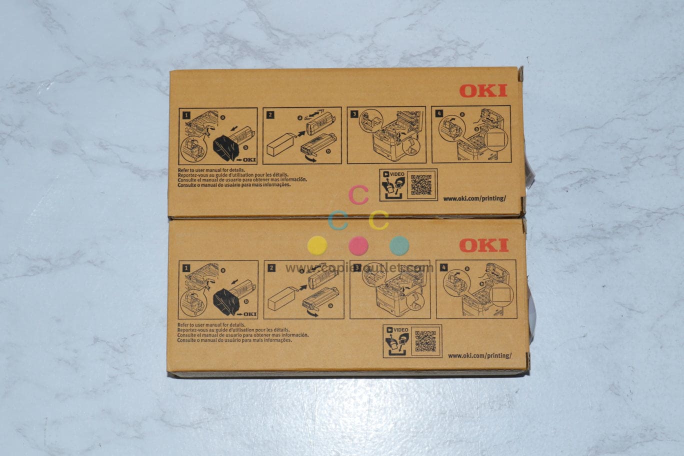 2 New OEM Oki Okidata MPS3537mc, MPS4242mc MY Toner 45396221, 45396222