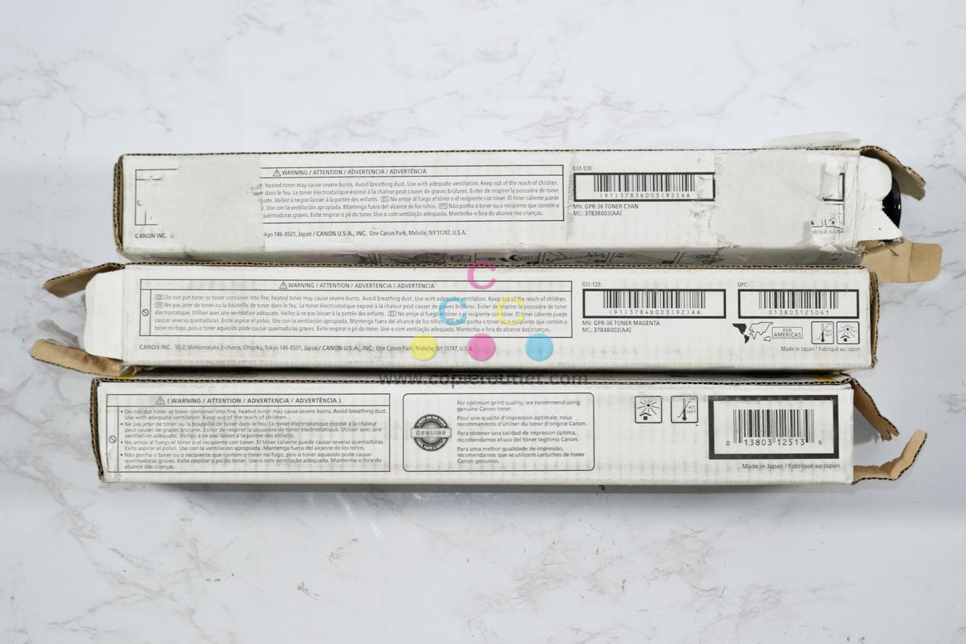 3 Open OEM Canon iRUNNER C2020,C2025,C2030,C2220 Gpr36/GPR-36 CMY Toners