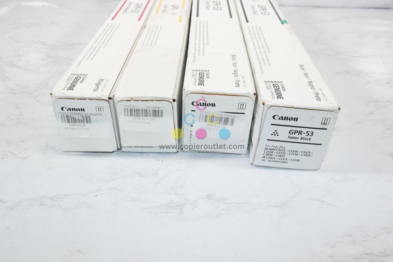 Open OEM Canon iRUNNER C3325, C3330, C3525, GPR-53 MYKK Toner Set