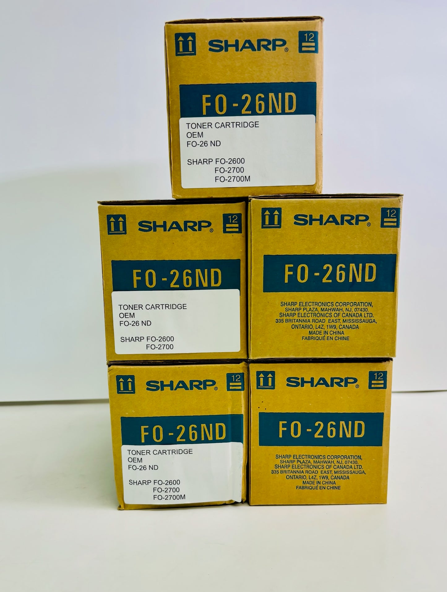 5 New Genuine Sharp F2700M, 2800, 3600M Black Toners FO-26ND, F026ND, F0-26ND