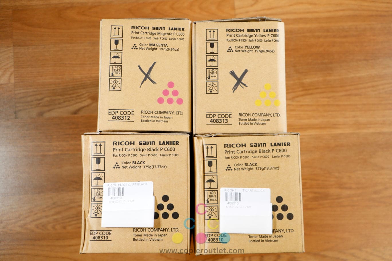 Ricoh P C600 MYKK Toner Cartridges Ricoh Savin Lanier P C600 Same Day Shipping