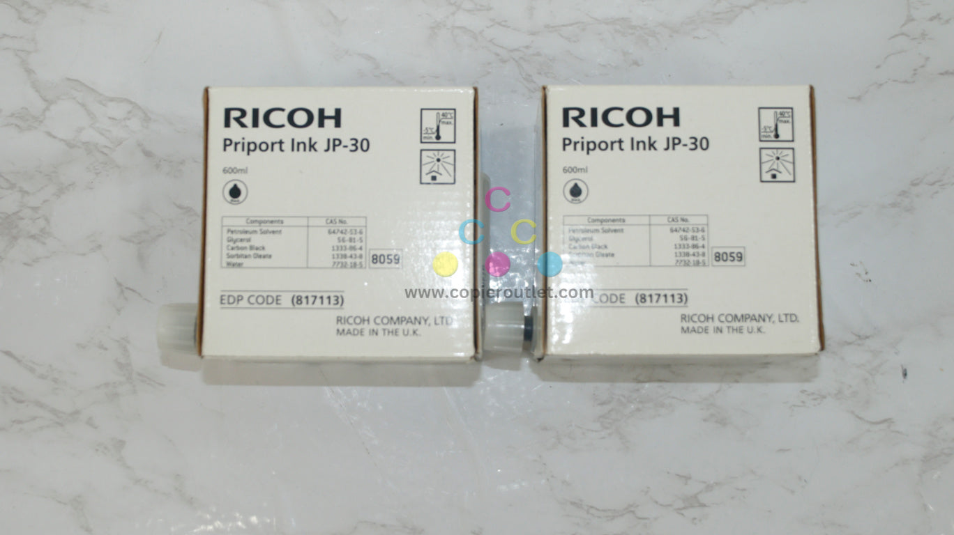 2 New OEM Ricoh DD3334,DX3343,DX3340, Priport Black Ink JP-30 / 817113