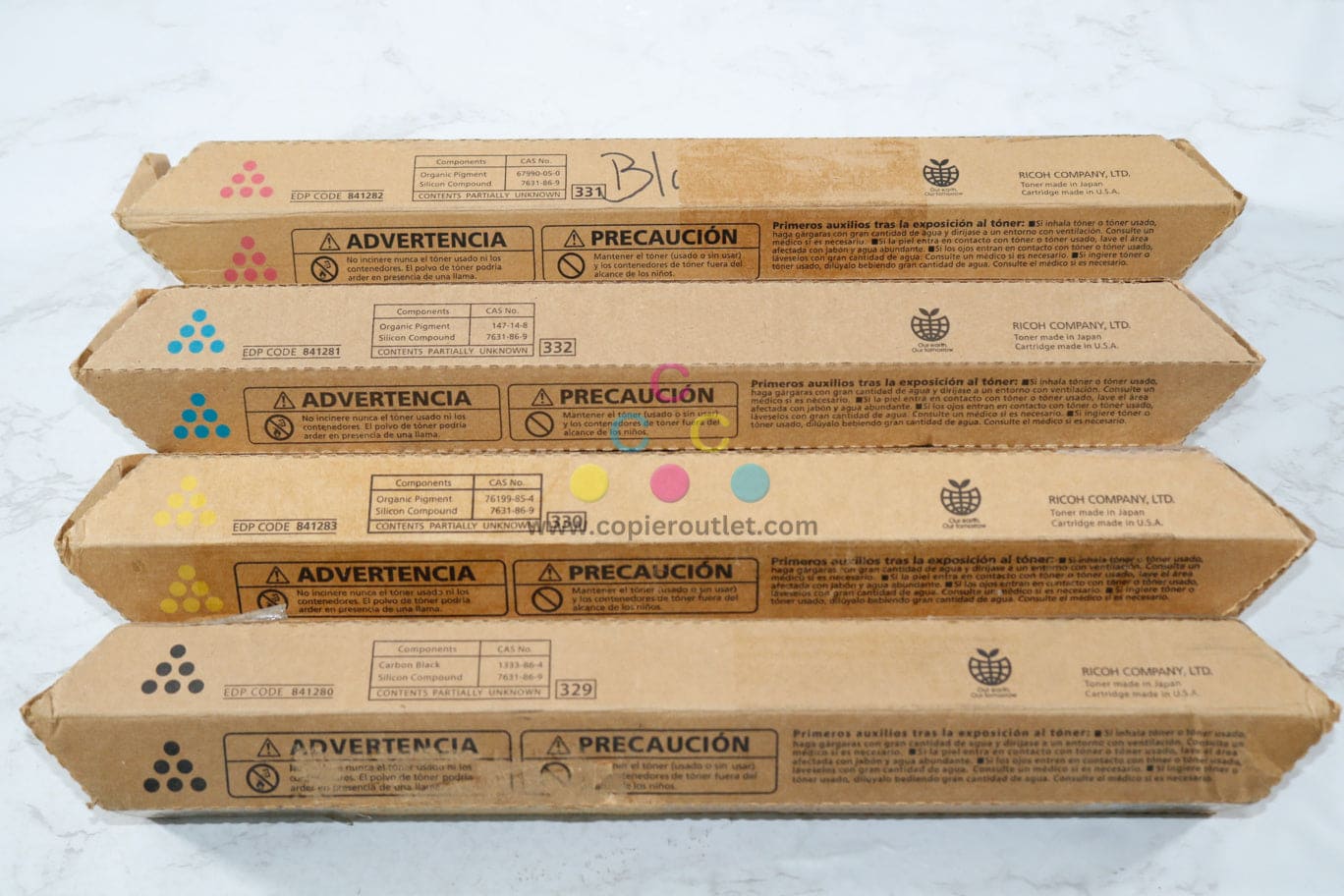 4 Cosmetic OEM Ricoh MP C2550,9025,LD525C CMYK Toners 841280,841281,841282,841283