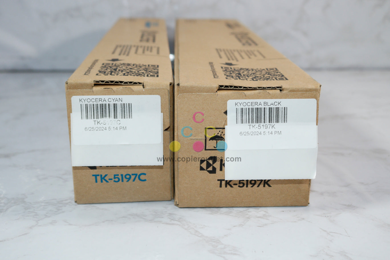 2 OEM Kyocera TASKalfa 306ci,307ci,308ci Cyan & Black Toners TK-5197C, TK-5197K