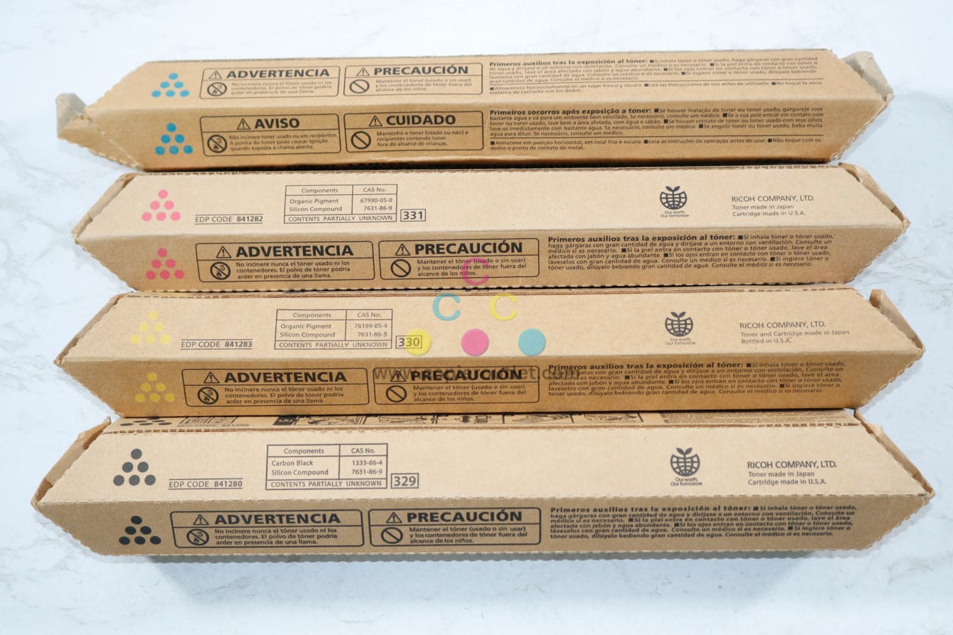 4 New OEM Ricoh MP C2550,9025,LD525C CMYK Toners 841280,841281,841282,841283