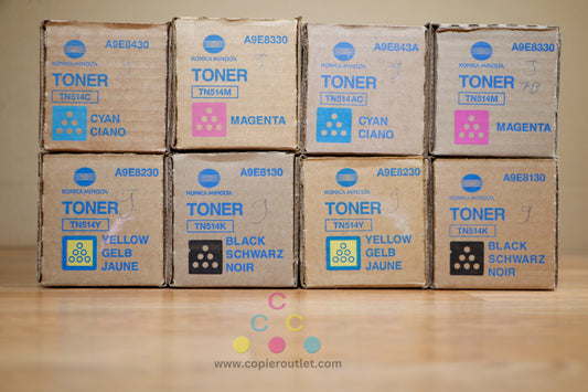 2 Genuine Konica Minolta TN-514 CMYK Toner Cartridge Sets BizHub C458 C558 C658!