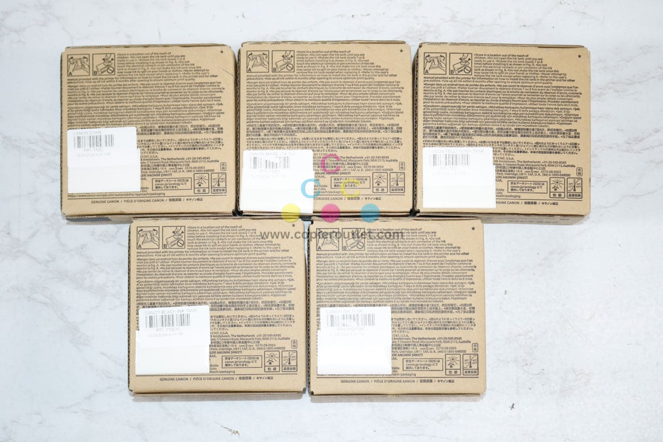 5 OEM Canon TX2000,TX3000,TX4000 Ink Tanks PFI-110 C,M,Y,BK,MBK (EXP:2025-2026)