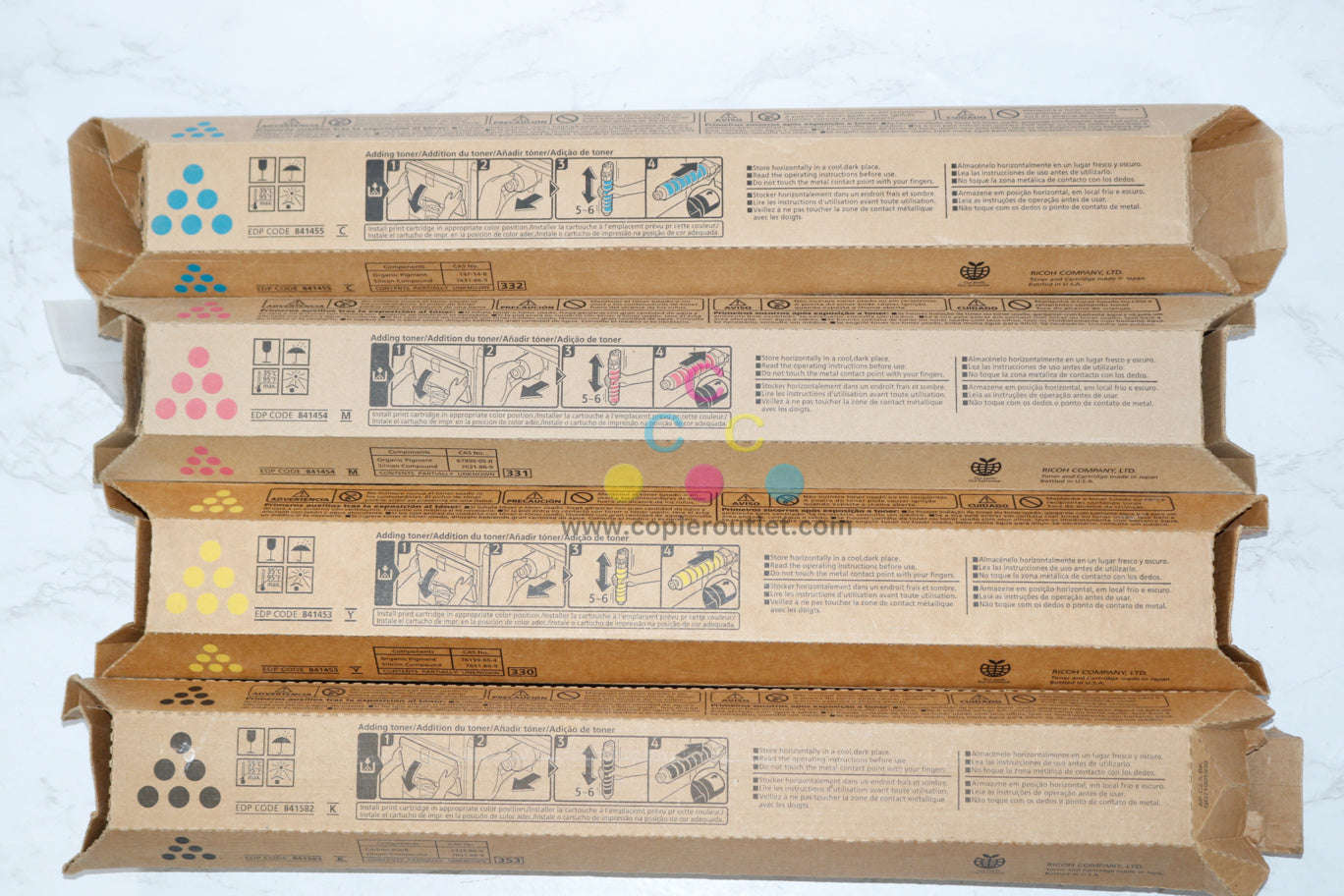 OEM Ricoh,Savin,Lanier MP C5501/C9155/LD655C CMYK Toners 841453,841454,841455,841582