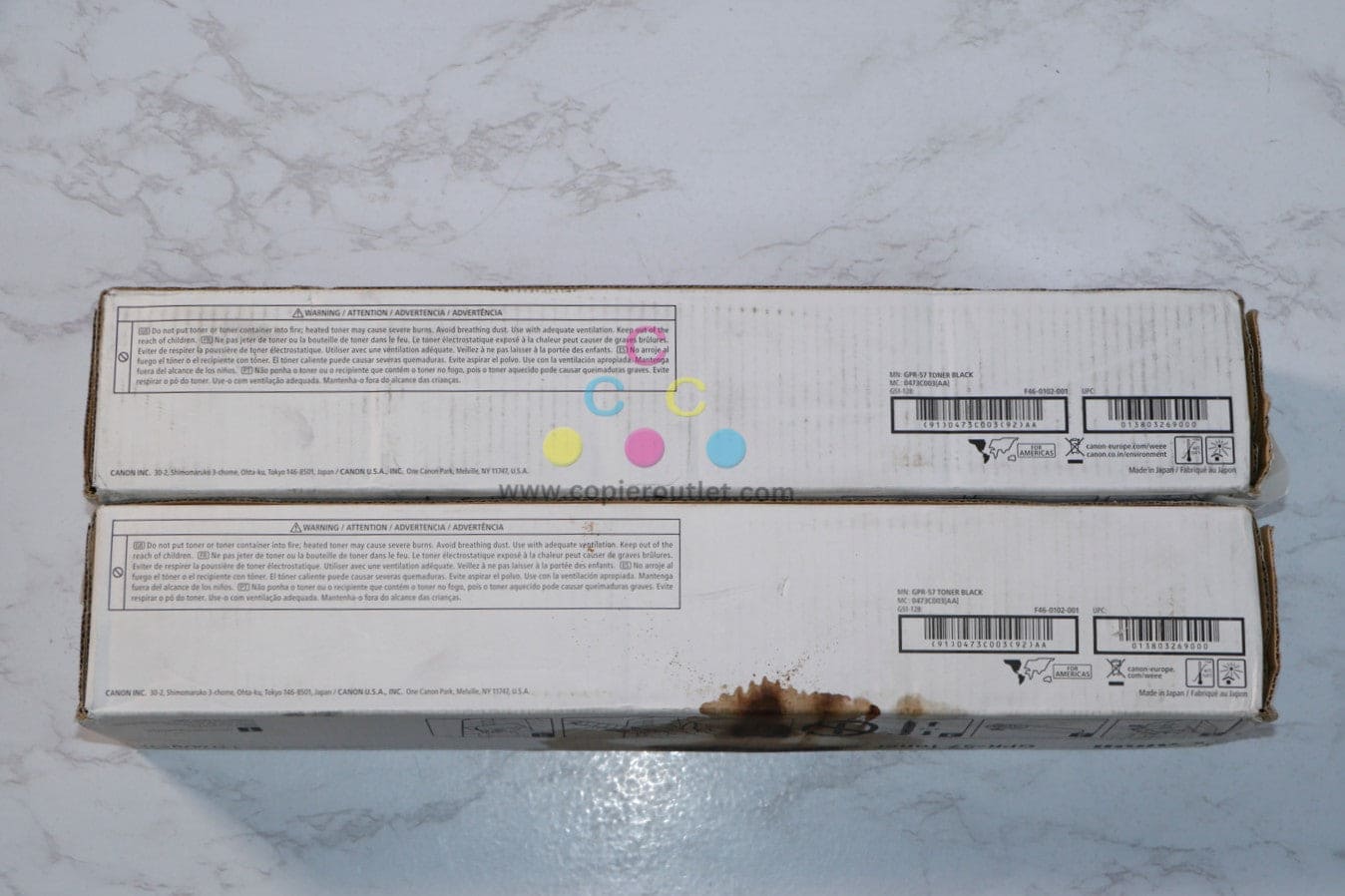 2 OEM Canon iR 4525i III,4535i,4545i Black Toners GPR-57K (Water Damaged Boxes)