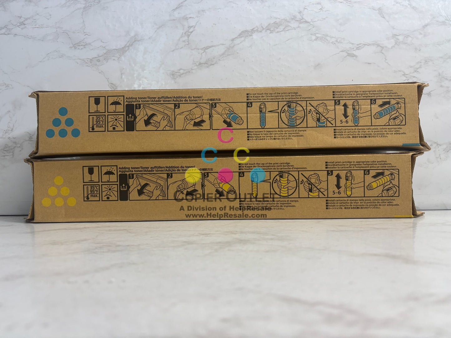 2 Genuine Ricoh IM C400 Toner Cyan & Yellow 842371,842373 Same Day Ship