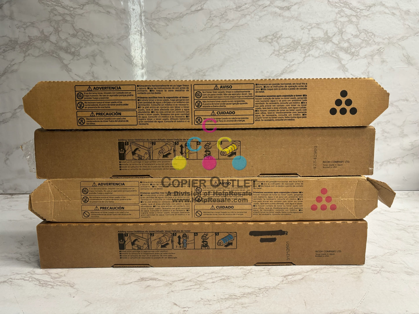 4 Cosmetic Genuine Ricoh MPC3503,C3004 CMYK Toners 841813,841814,841815,841816