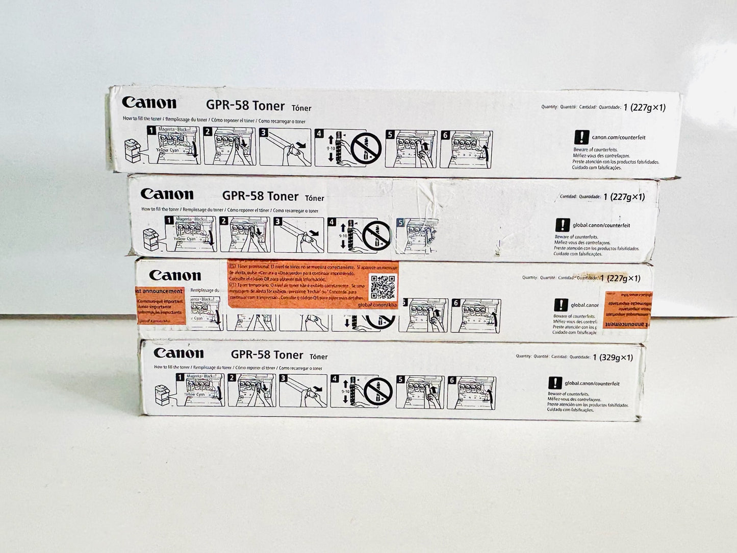 4 Cosmetic Genuine Canon C256, C257, C356 CMYK Toners GPR58, GPR-58