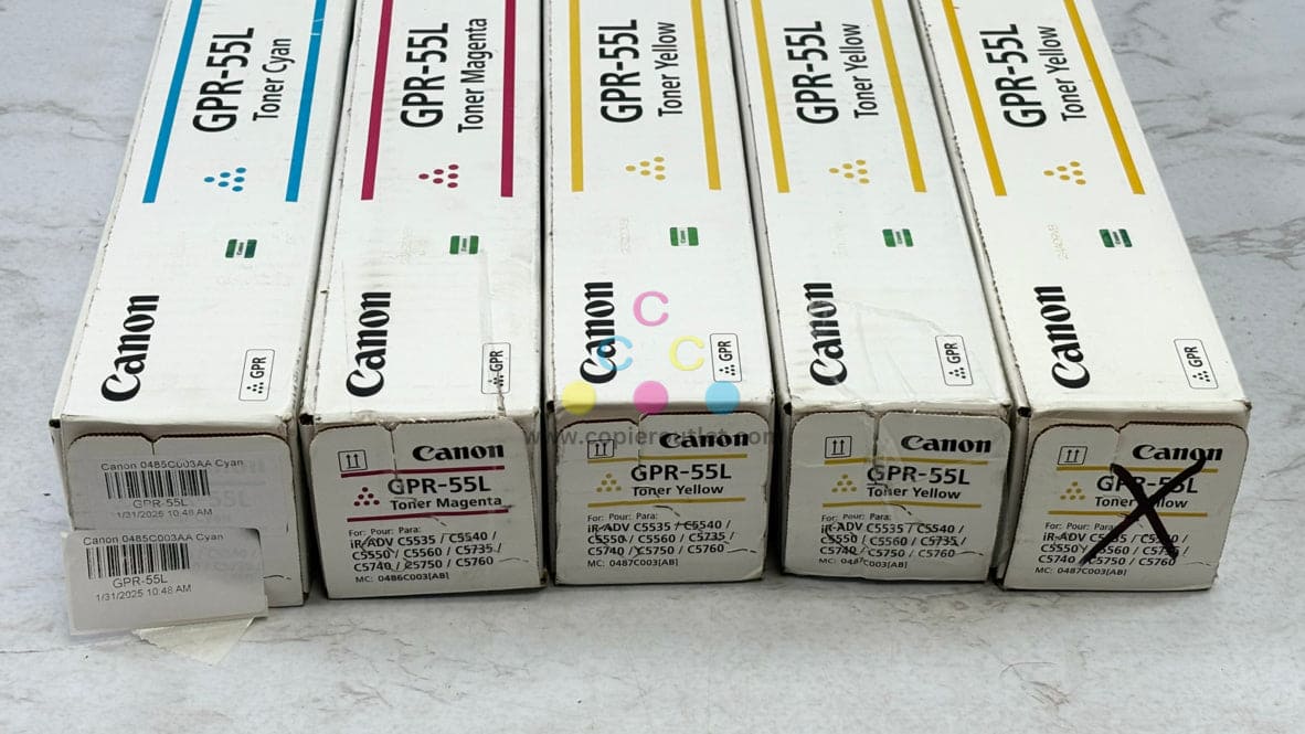 5 New Genuine Canon iR-ADV C5535,C5540,C5550,C5560,C5750 GPR-55L CMYYY Toners