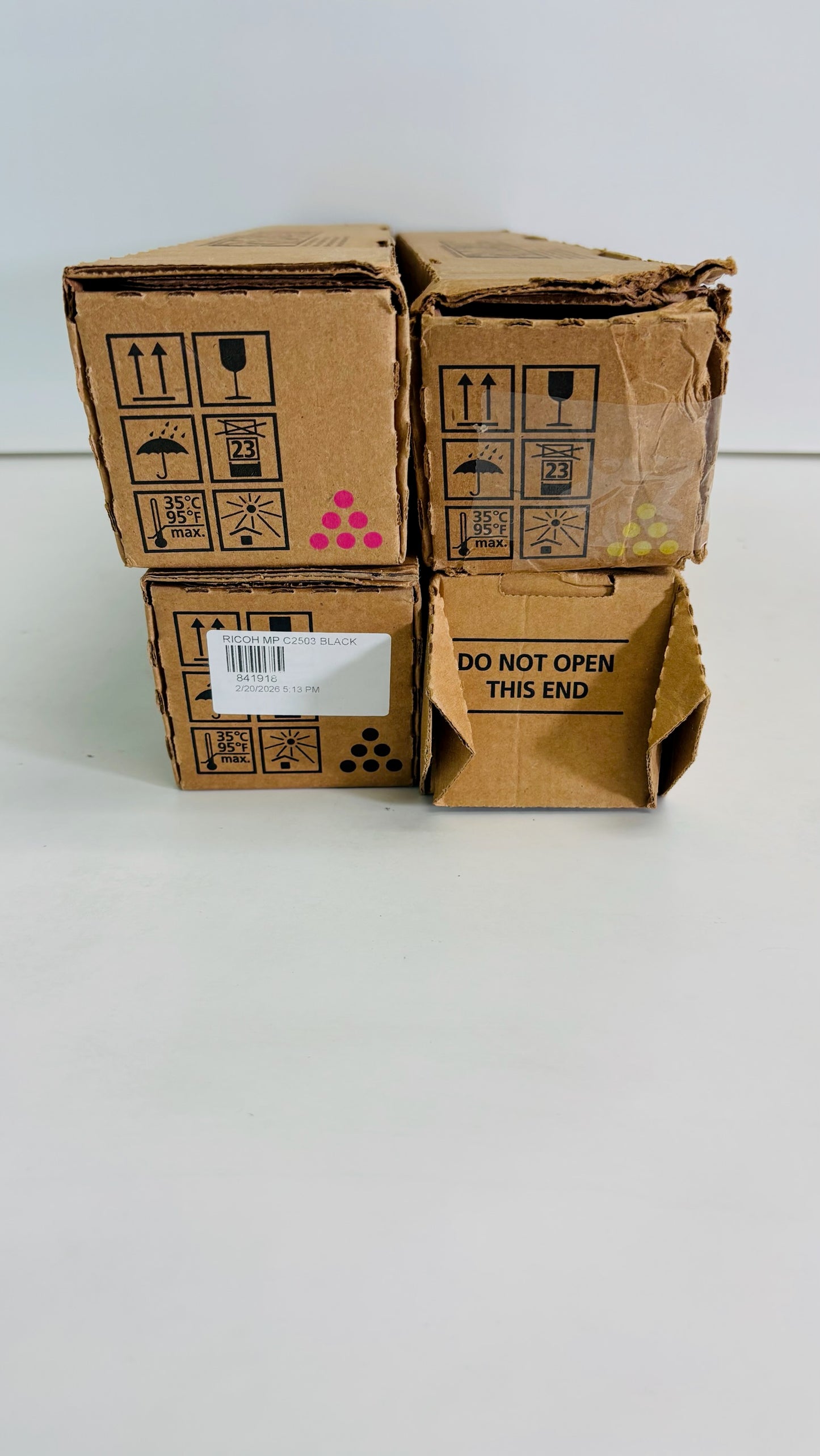 4 Cosmetic Genuine Ricoh MPC2503, C2503H MYKK Toners 841918, 841919, 841920