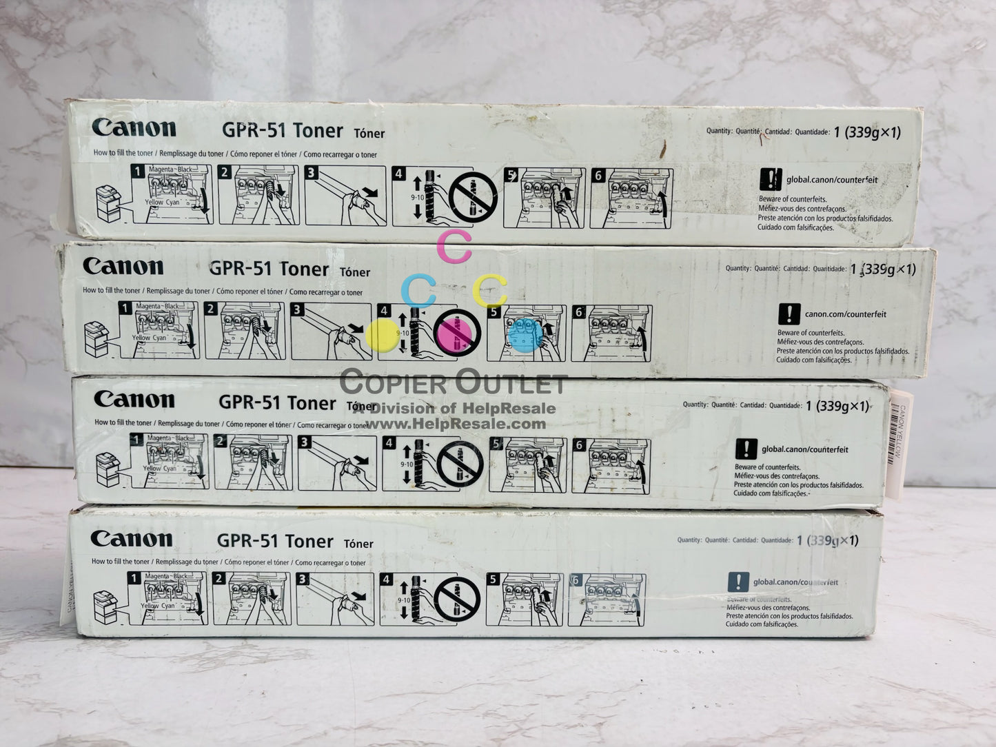 4 Cosmetic Genuine Canon iR AC250iF,C255iF Cyan, Mag & Yellow Toner GPR51