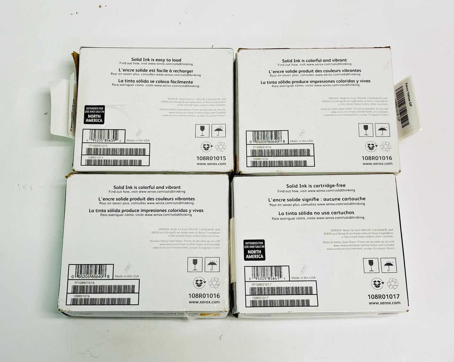 4 Open Genuine Xerox ColorQube 8900 Solid Ink MYYK 108R01015, 1016, 1017