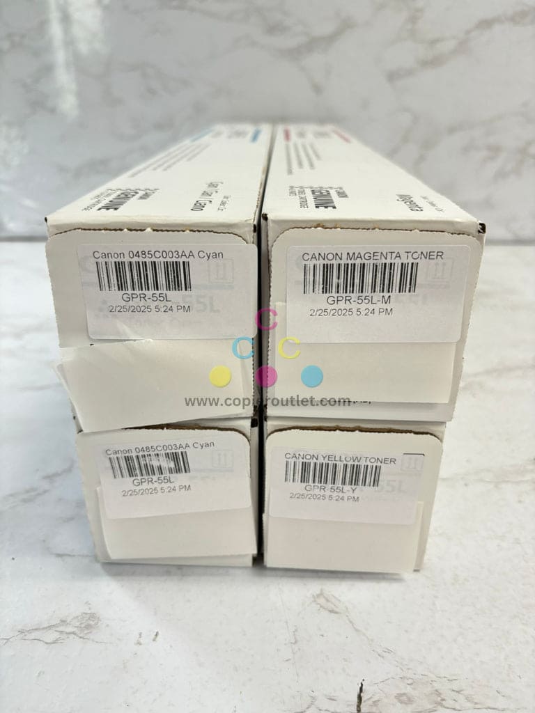 4 OEM Canon iR C5535/C5540 GPR-55L CCMY Toner 0485C003AA,0486C003AA,0487C003AA