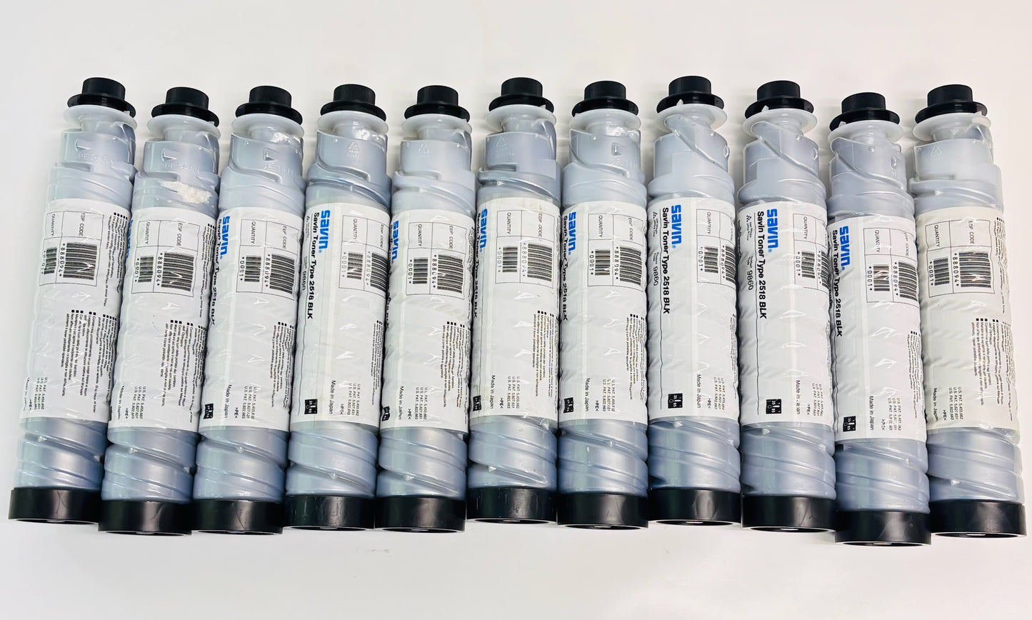 11 Genuine Savin 1505,1805,5515 Black Toners 888094, Type 2518, 9860