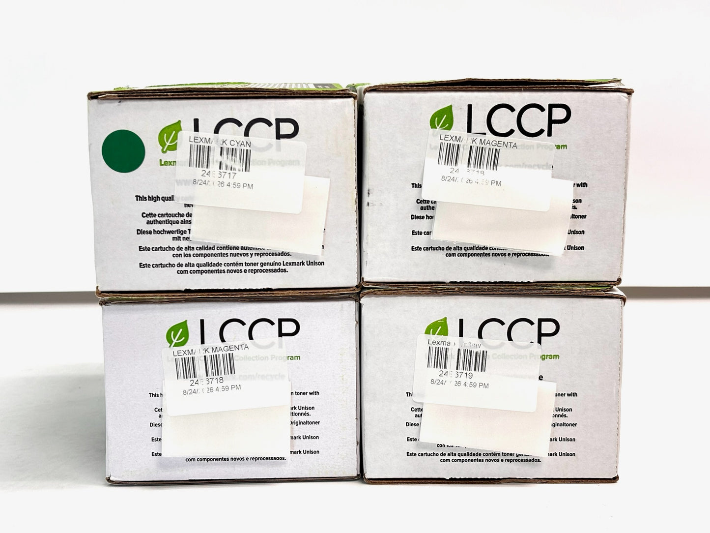 4 New Genuine Lexmark XC4140,XC4143 CMMY Toners 24B6717, 24B6718, 24B6719