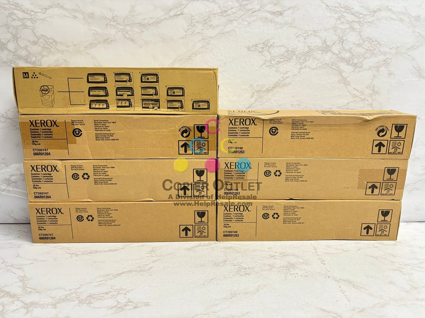 7 OEM Xerox WorkCentre 7132,7232,7242 Mag. and Yellow Toner 006R01264, 006R01263