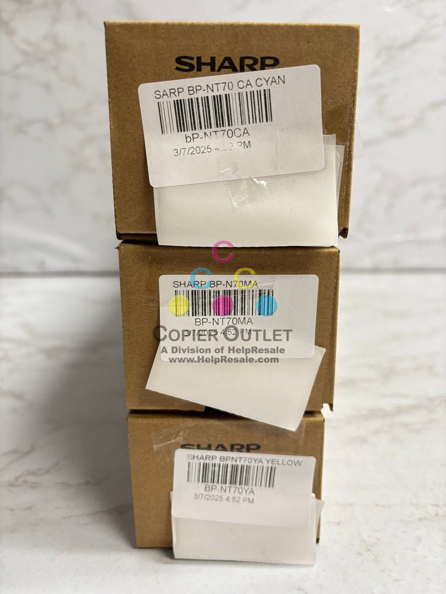 3 OEM Sharp BP-50C26,50C31,50C36,50C45,50C55,50C65,70C31 BP-NT70 CMY Toners