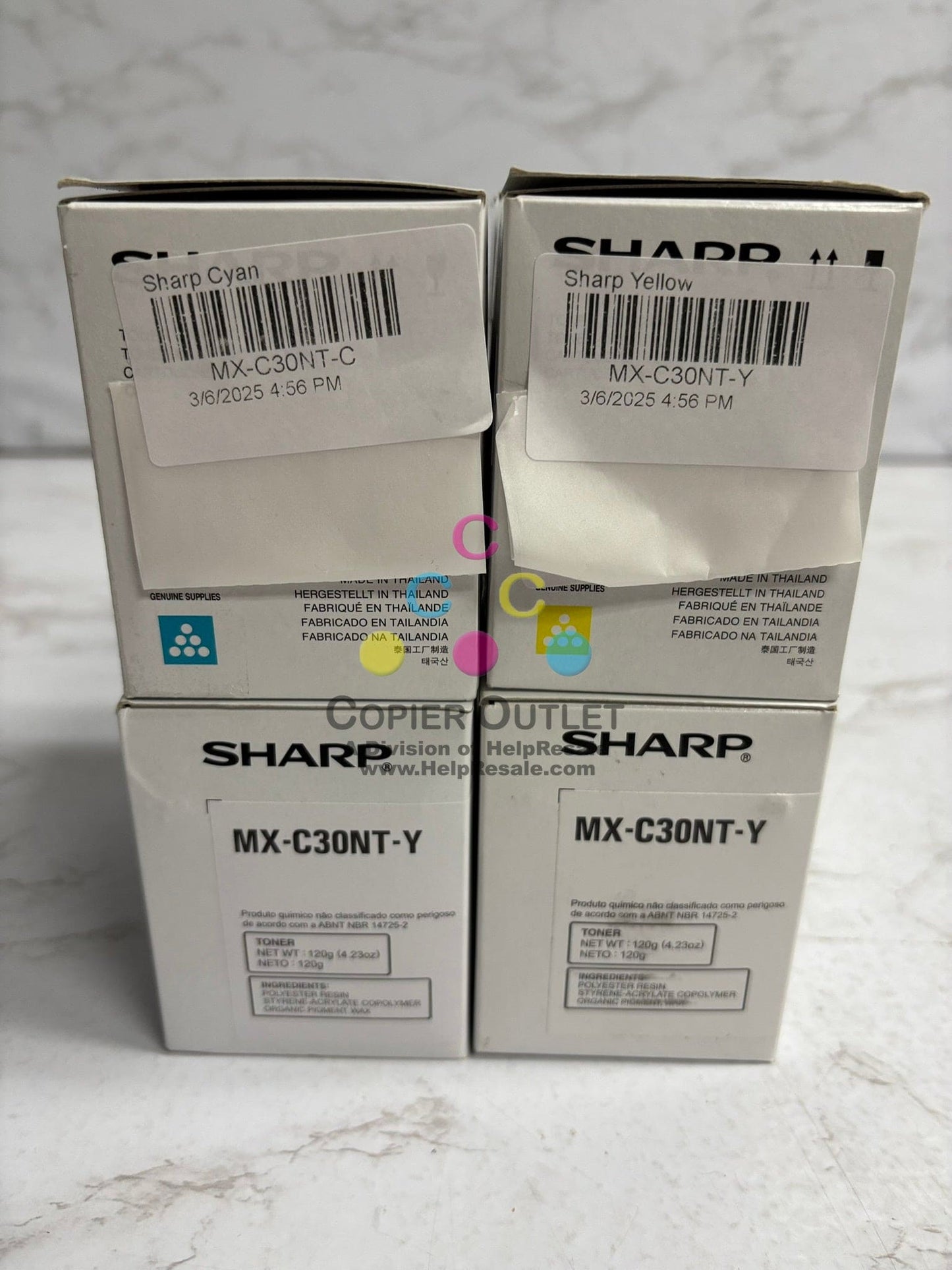 4 OEM Sharp MX-C250,MX-C300P,MX-301W,,MX-C304W MX-C30NT CYYY Toners