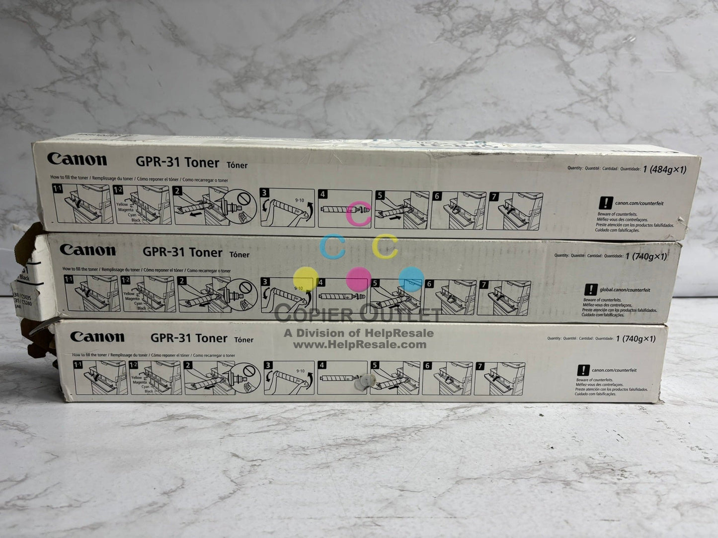 3 Genuine Canon iR ADV C5030,C5035,C5235,C5240 GPR31, GPR-31 CKK Toners