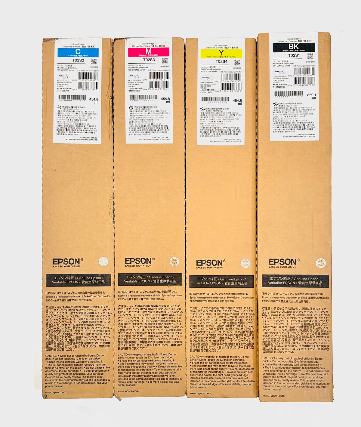 4 Genuine Epson WF-C20750 Series CMYK Inks T02S1, T02S2, T02S3, T02S4 (EXP 2025)