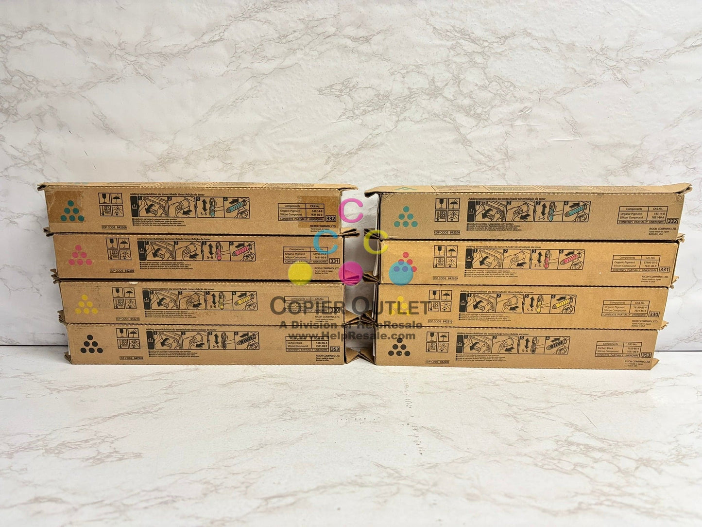 8 New Genuine Ricoh MP C407 CMYK Toner Cartridges 842207,842208,842209,842210