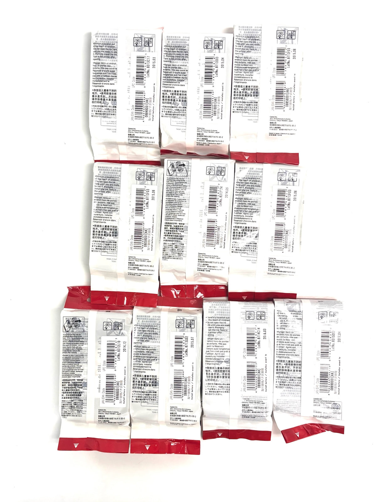 10 Genuine Canon iPF5000, iPF6100 PFI-101 Inks PFI-101 C,M,Y,PM,B,G,R (2014-2017)