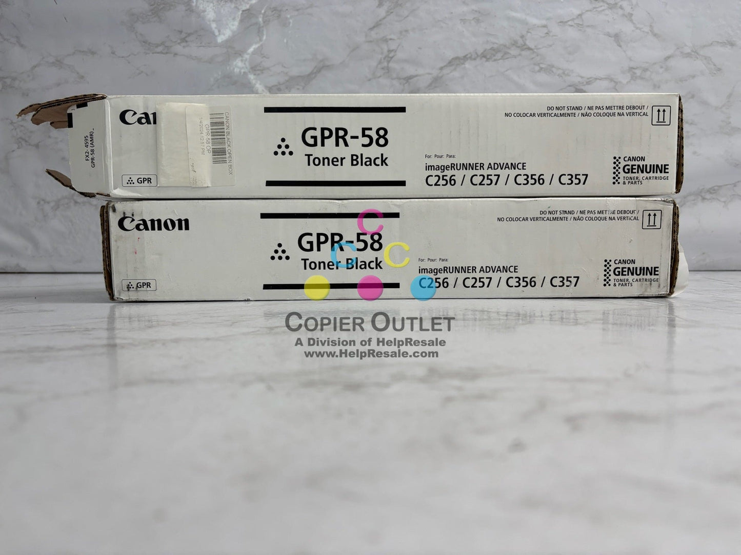 2 OEM Canon IRA C256,C257,C259,C356,C357 Black Toners GPR-58, 218C003 (1 Open)