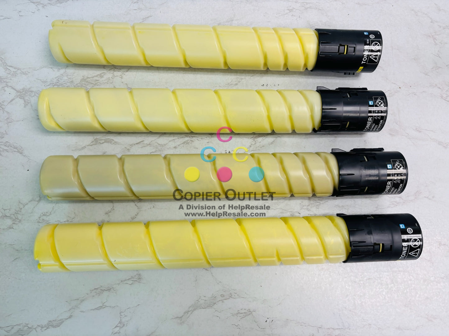 4 Genuine Konica Minolta bizhub C224, C224e Yellow Toner TN321Y (Bad Box)
